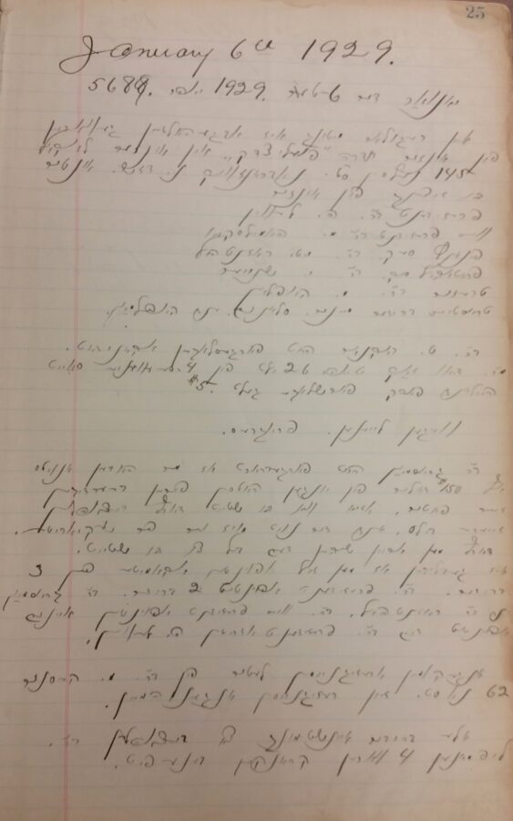 Poile Zedek minutes written in Yiddish